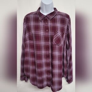 Torrid 1 Button Down Shirt Top Flannel Plaid